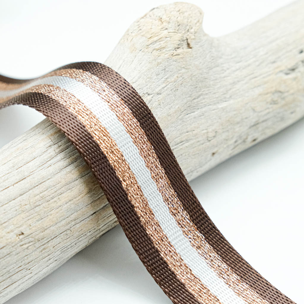 Tricolor Lurex Strap in Cocoa - Maison Klem